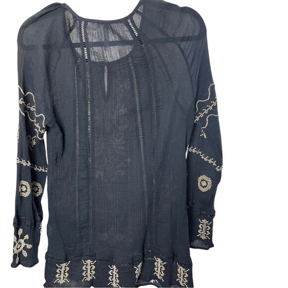 Anthropologie Monoreno Cross-Stiched Tunic, Boho, festival, Hippie Blue/White, M - Picture 8 of 10